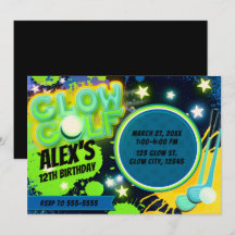 Blue Yellow Glow Golf Gaming Geburtstagsparty