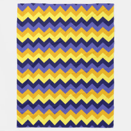 Blue Yellow Gold Chevrons Large Fleece Blanket
