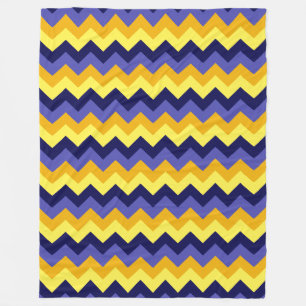 Blue Yellow Gold Chevrons Large Fleece Blanket