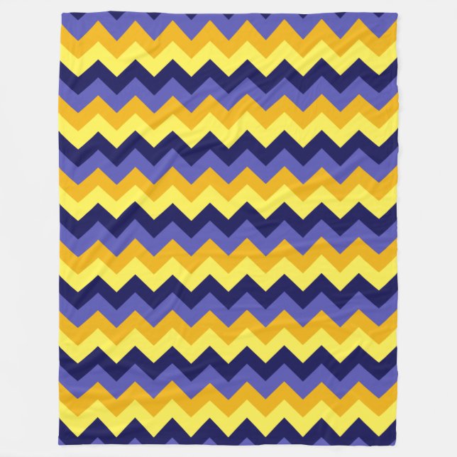 Blue Yellow Gold Chevrons Large Fleece Blanket (Vorderseite)