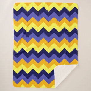 Blue Yellow Gold Chevrons Large Sherpa Blanket Sherpadecke