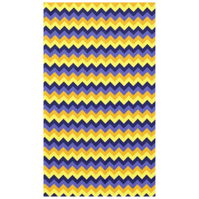 Blue Yellow Gold Chevrons Large Tablecloth Tischdecke (Vorderseite)