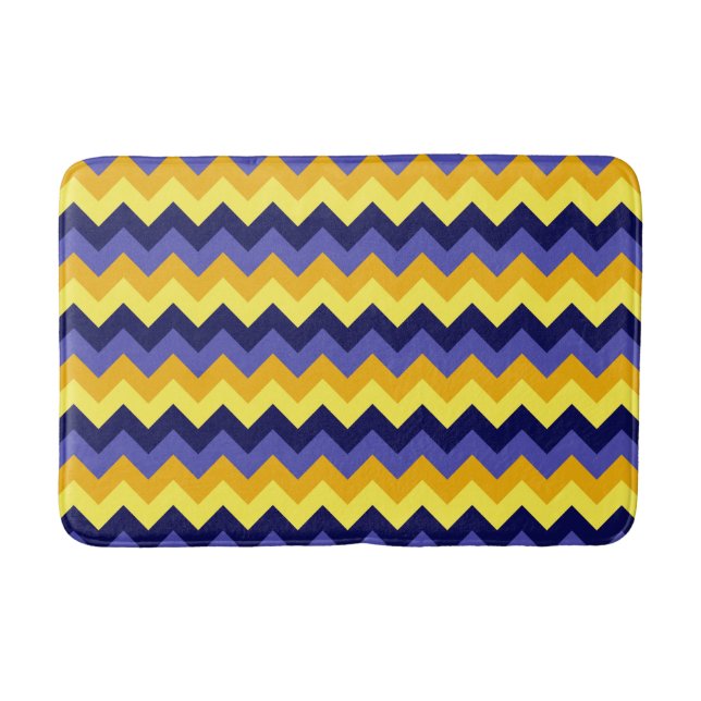 Blue Yellow Gold Chevrons Medium Bath Mat Badematte (Vorderseite)