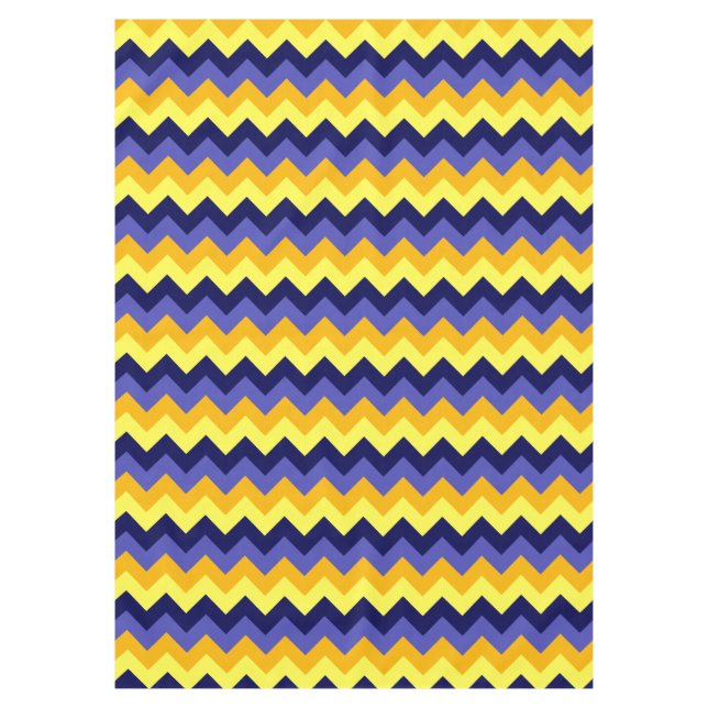 Blue Yellow Gold Chevrons Medium Tablecloth Tischdecke (Vorderseite)