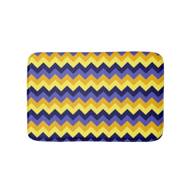 Blue Yellow Gold Chevrons Small Bath Mat Badematte (Vorderseite)