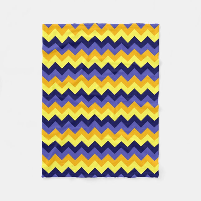 Blue Yellow Gold Chevrons Small Fleece Blanket (Vorderseite)
