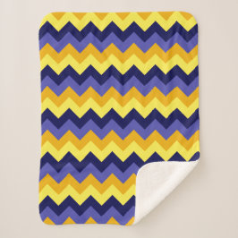 Blue Yellow Gold Chevrons Small Sherpa Blanket Sherpadecke