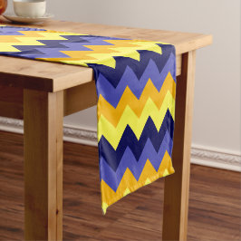 Blue Yellow Gold Chevrons Small Table Runner Kurzer Tischläufer
