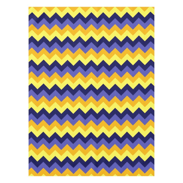 Blue Yellow Gold Chevrons Small Tablecloth Tischdecke (Vorderseite)