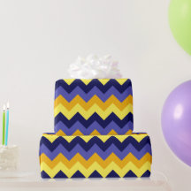 Blue Yellow Gold Chevrons Wrapping Paper