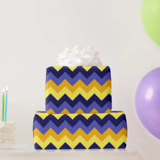 Blue Yellow Gold Chevrons Wrapping Paper Geschenkpapier