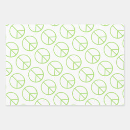 Blue Yellow Green Peace Sign Gift Wrap Combo Geschenkpapier Set