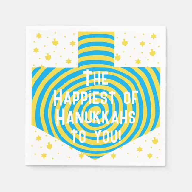 Blue Yellow Hanukkah Swirl Dreidel Serviette (Vorderseite)