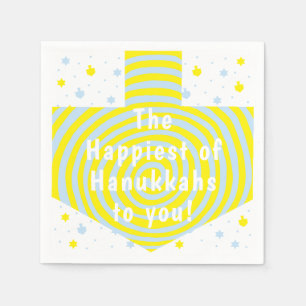 Blue Yellow Hanukkah Swirl Dreidel Serviette
