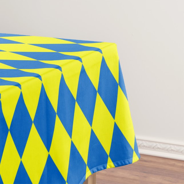 Blue Yellow Harlequin Checkered Design  Tischdecke (Von Creator hochgeladen)