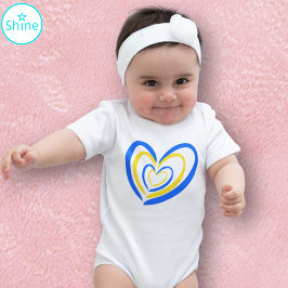 Blue Yellow Heart Liebe and Peace Ukraine Inspirie Baby Strampler