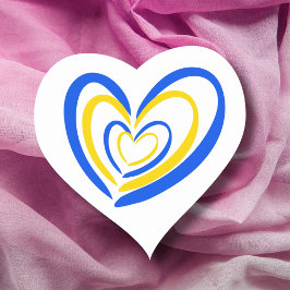 Blue Yellow Heart Liebe and Peace Ukraine Inspirie Herz-Aufkleber