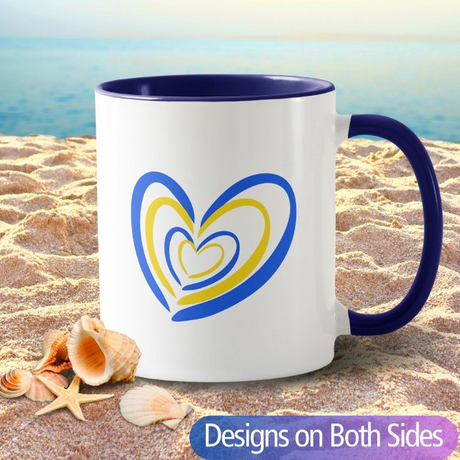Blue Yellow Heart Peace Anti War Ukraine Inspirier Tasse (Von Creator hochgeladen)