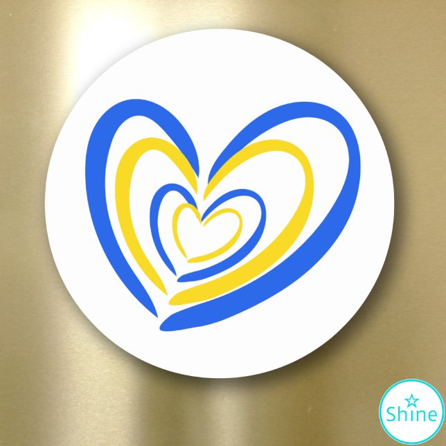 Blue Yellow Heart Ukraine Inspiriert Frieden Anti  Runder Aufkleber (Von Creator hochgeladen)