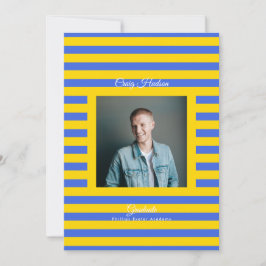Blue Yellow High School Grad Announcement Card Ankündigung