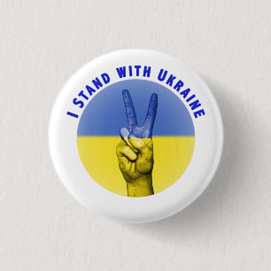 BLUE & YELLOW I STAND MIT UKRAINE PEACE SIGN BUTTON