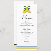 Blue Yellow Lemon Mediterrane Hochzeitsmenü