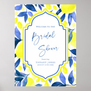 Blue Yellow Lemons Brautparty Begrüßungszeichen Poster