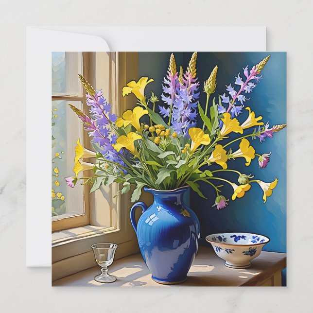 Blue Yellow Lila Bouquet Art (Vorderseite)