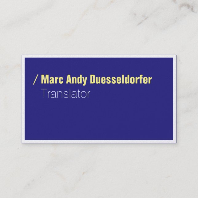 Blue Yellow Modern Business Cards Visitenkarte (Vorderseite)