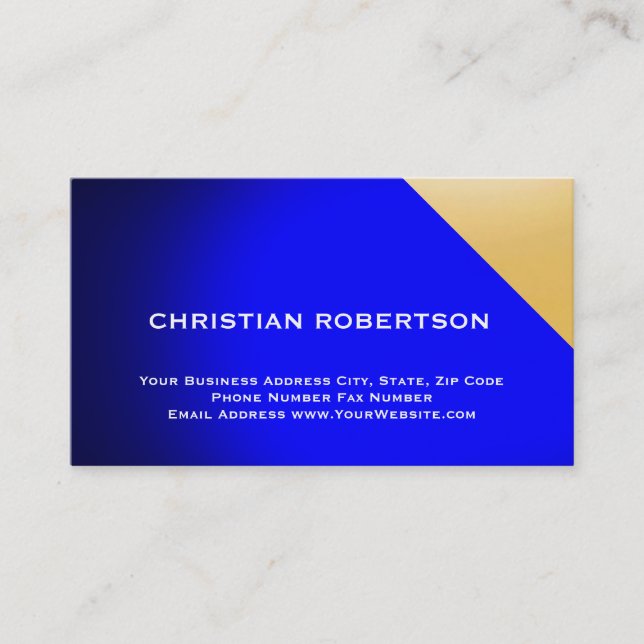 Blue Yellow Modern Simple Schlicht Business Card Visitenkarte (Vorderseite)