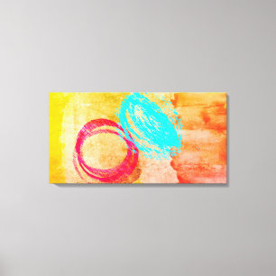 Blue Yellow Modern Stretched Canvas Print Wall Art Leinwanddruck
