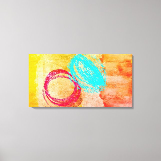 Blue Yellow Modern Stretched Canvas Print Wall Art Leinwanddruck (Vorderseite)