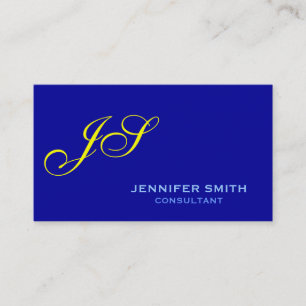 Blue Yellow Monogram Consultant Business Card Visitenkarte