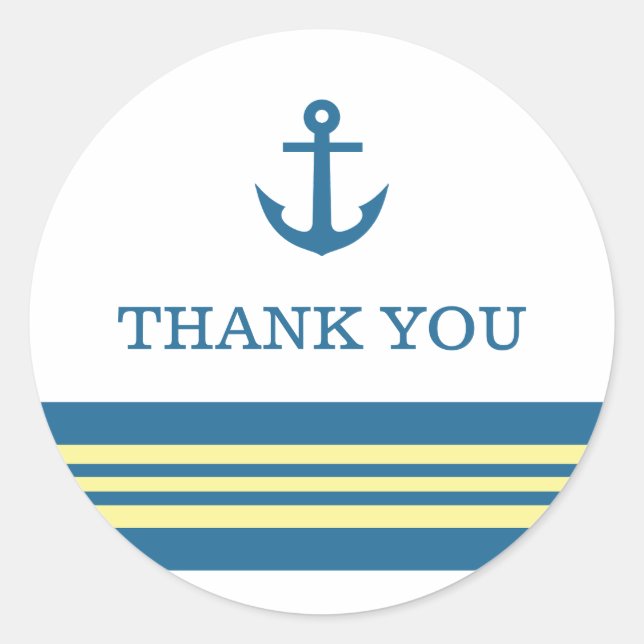 Blue Yellow Nautical Anchor Danke Stickers (Vorderseite)
