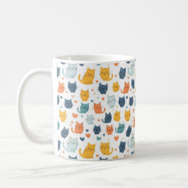 Blue Yellow Orange Kawaii Cat Pattern Cat Lover Kaffeetasse