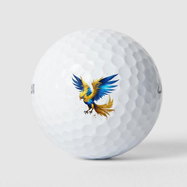 Blue & Yellow Phoenix Print Golf Ball (Vorderseite)