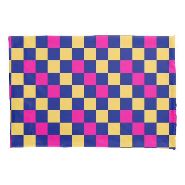 Blue Yellow Pink Checkered Pattern Design  Kissenbezug (Vorderseite)