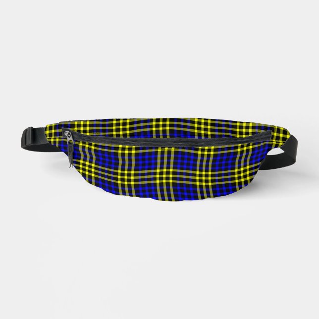 Blue Yellow Plaid Checker Seamless Pattern Bauchtasche (Vorderseite)