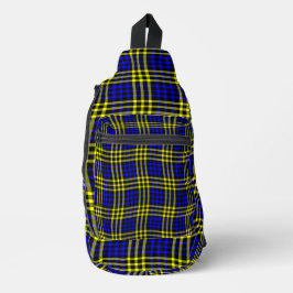 Blue Yellow Plaid Checker Seamless Pattern Crossbody Bag