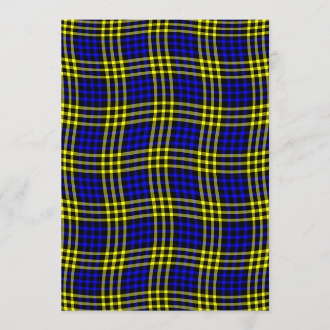 Blue Yellow Plaid Checker Seamless Pattern Einladung (Vorderseite)