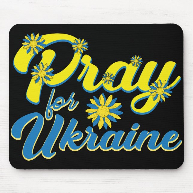 BLUE & YELLOW PRAY FÜR UKRAINE BLUME MOUSEPAD (Vorne)