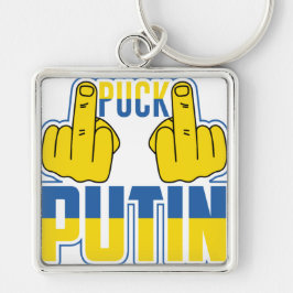 BLUE & YELLOW PUCK PUTIN MIDDLE FINGER SCHLÜSSELANHÄNGER