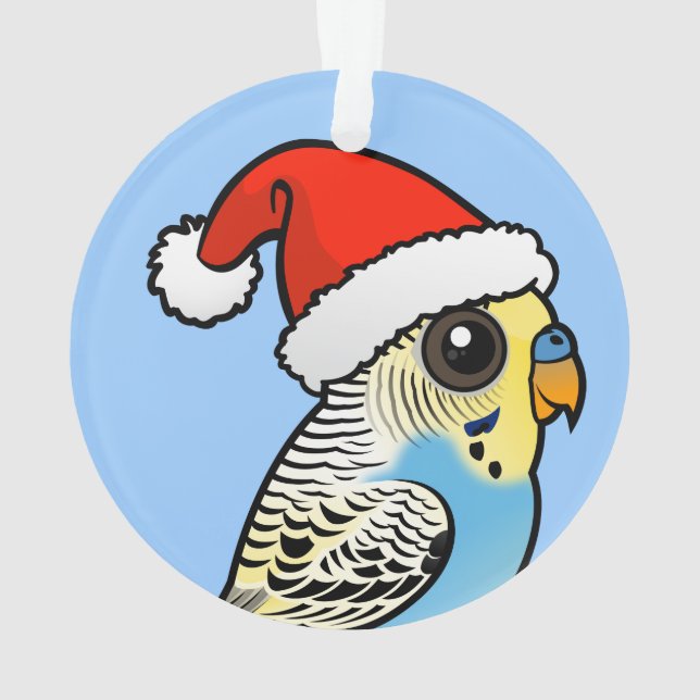 Blue & Yellow Santa Budgie Ornament (Rückseite)