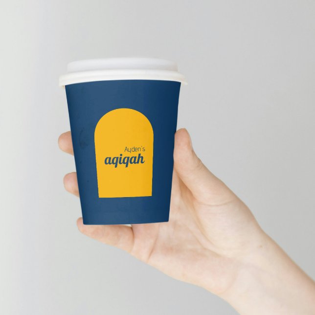 Blue Yellow Solid Color Schlicht Aqiqah Baby Dusch Pappbecher (Von Creator hochgeladen)