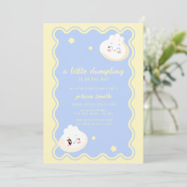 Blue Yellow Star Chinese Dumpling Baby Shower  Einladung