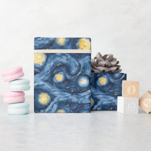 Blue Yellow Sun Moon Stars Baby Dusche Geschenkpapier
