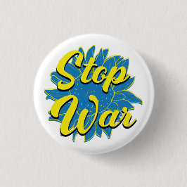 BLUE & YELLOW SUNFLOWER STOPP UKRANISCHER KRIEG BUTTON