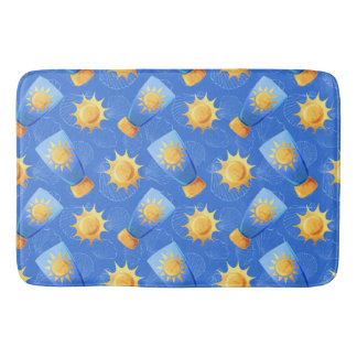 BLUE YELLOW SUNTAN LOUNS SUNS SAASHELLS BADEMATTE