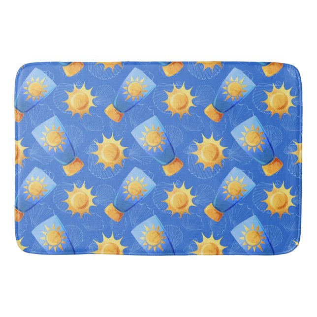 BLUE YELLOW SUNTAN LOUNS SUNS SAASHELLS BADEMATTE (Vorderseite)