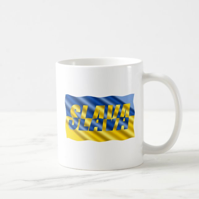 Blue Yellow Ukraine Inspiriert Frieden ohne Krieg Kaffeetasse (Rechts)